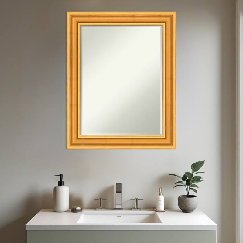 Sierra Half-Inch-Bevel Wood Framed Bathroom Vanity Wall Mirror