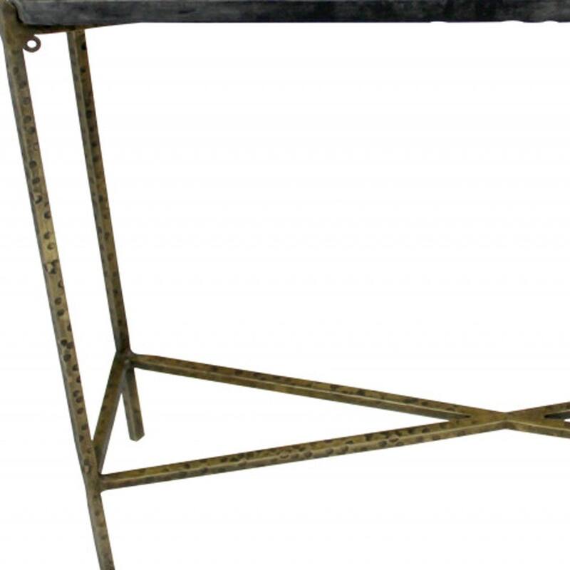 HomeRoots 32" Black and Gold Stone Frame Console Table - 32.00 in. x 24.00 in. x 8.00 in.