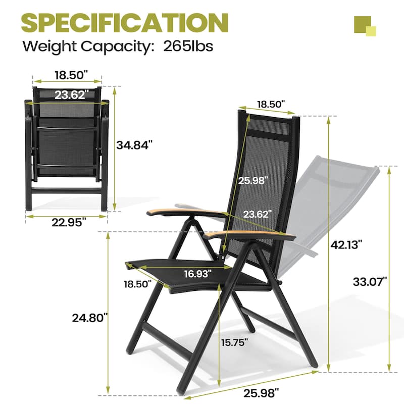 7/9-Piece Outdoor Patio Dining Set Aluminum Rectangular Dining Table and Folding Chairs