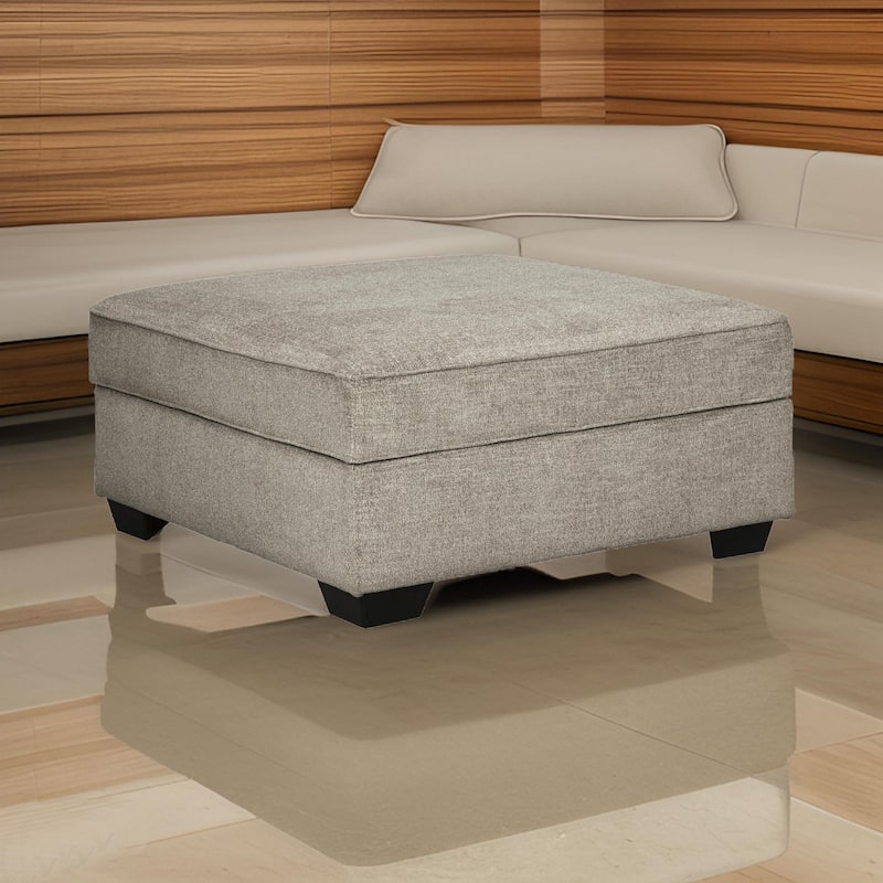 Wooden Ottoman with Hidden Storage and Tapered Block Legs, Gray