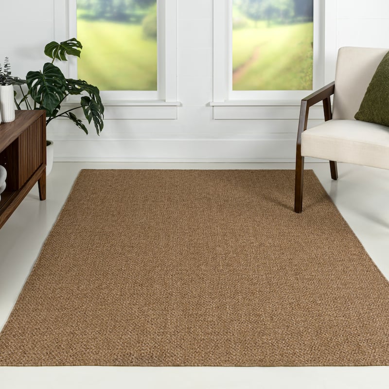Solana Easy Jute Rustic Solid Color Indoor/Outdoor Area Rug - 2' x 8' - Runner
