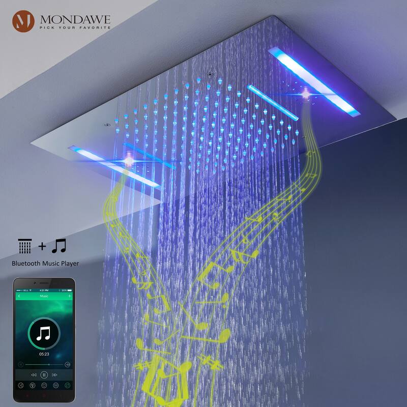 64 Colors LED Light and Music Ceiling Mounted Thermostatic Shower System
