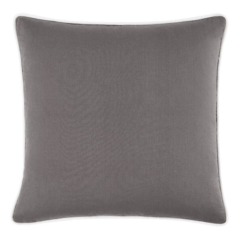 Brooklyn Loom Solid Contrast Piped Decorative Pillow - Grey/White - 20x20