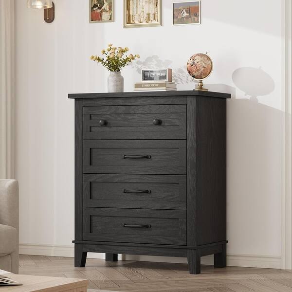 4-Drawer Black Freestanding Vertical Dresser 34.8" Tall, Large Storage  Closet Chest for Bedroom, Living Room - Bed Bath & Beyond - 43758172
