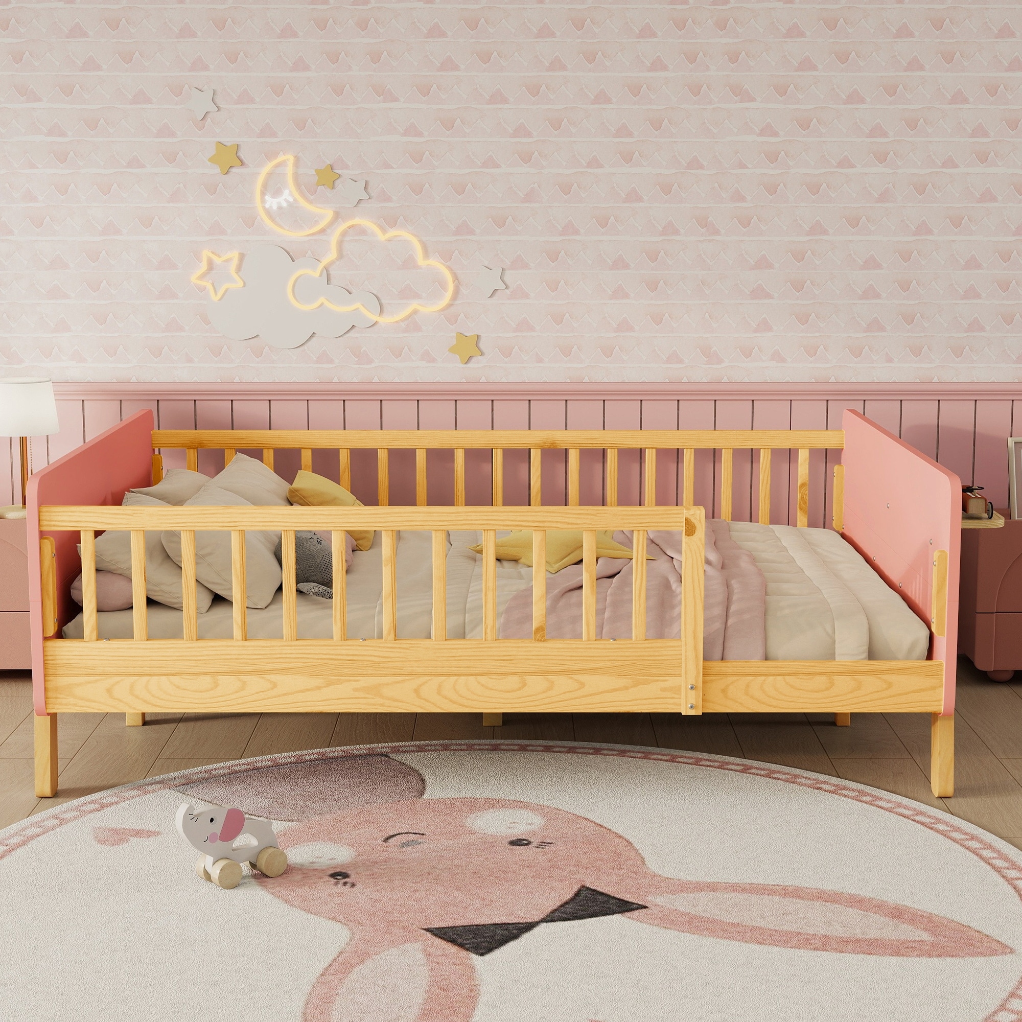 Wood Platform Bed with Headboard and Footboard