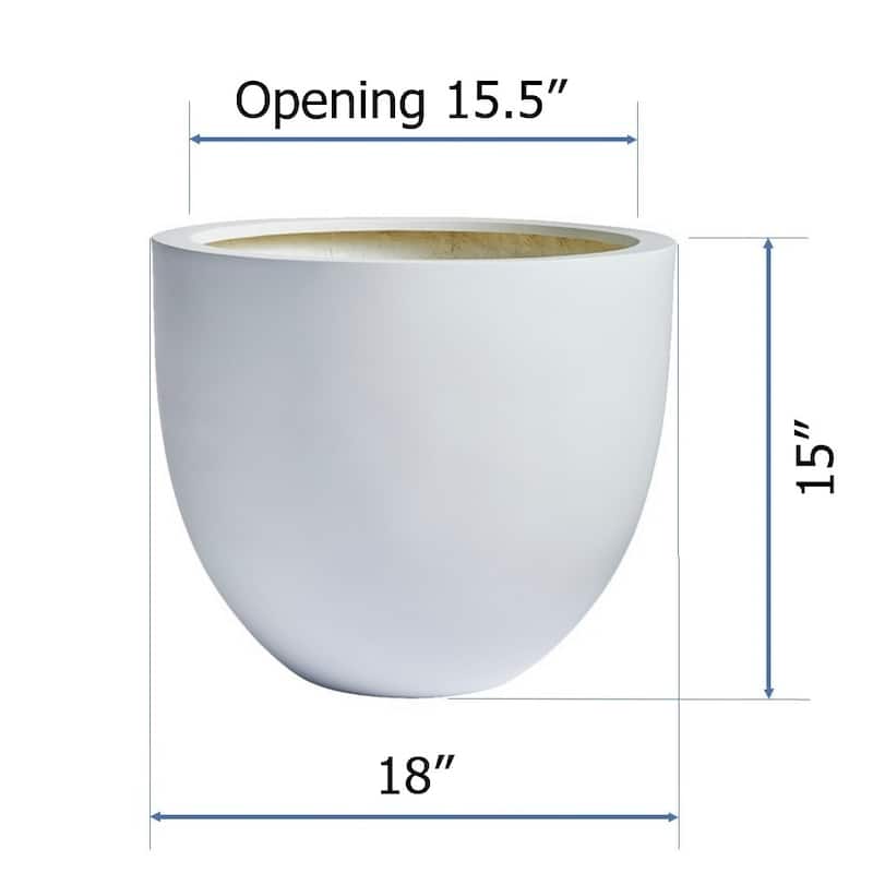 DreamPatio Long Beach Fiberstone Egg Planter for Indoor/Outdoor - 18x18x15 - White
