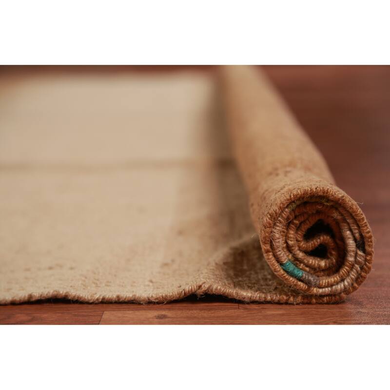 Hand Woven Oriental 100% Jute Carpet Modern Stripe Multi-Colored Kilim Area Rug - 12' 0'' X 8' 10''