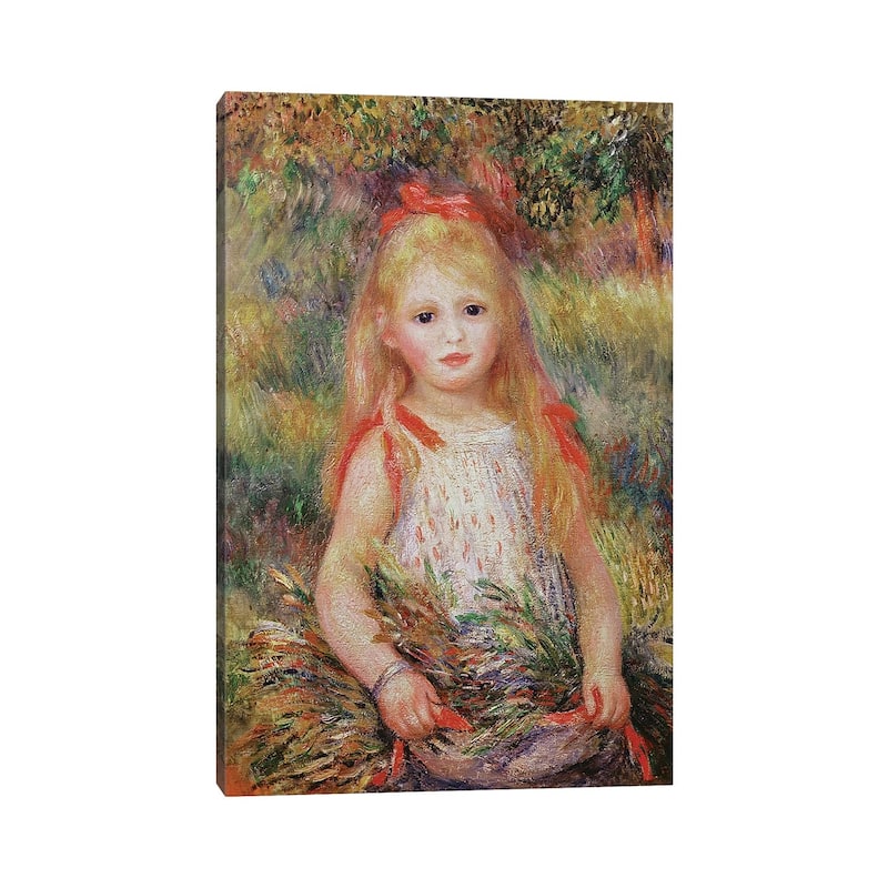 iCanvas "Little Girl Carrying Flowers, or The Little Gleaner, 1888 " by Pierre-Auguste Renoir Canvas Print