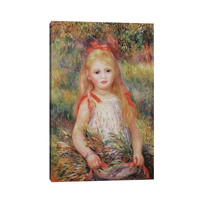 iCanvas "Little Girl Carrying Flowers, or The Little Gleaner, 1888 " by Pierre-Auguste Renoir Canvas Print
