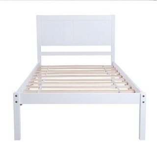 Wood Twin size Platform Bed with Headboard