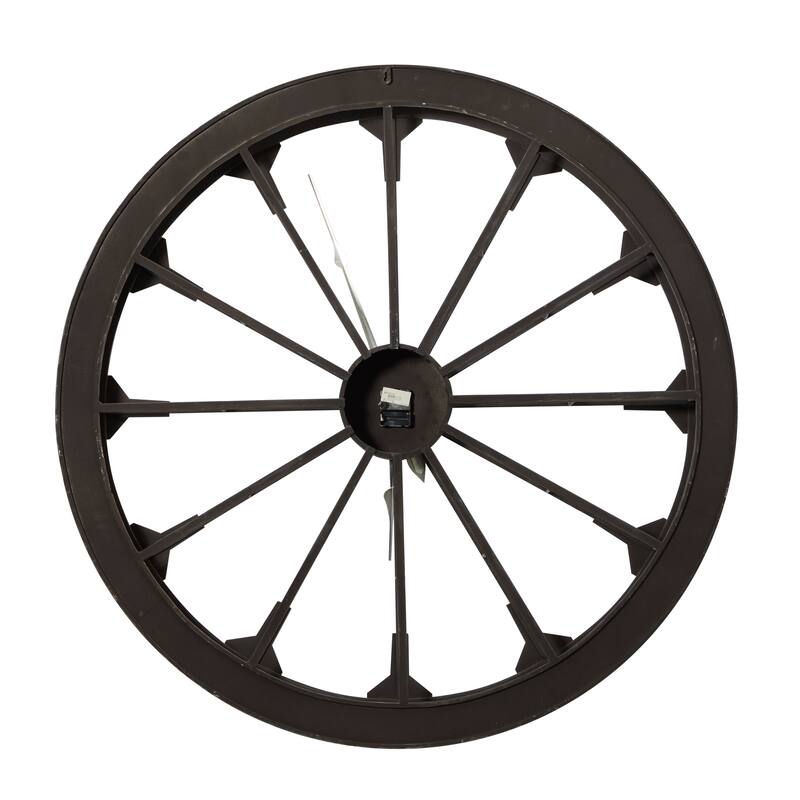 Metal Wheel Wall Clock - Brown - Roche River Decor - 5"W x 48"L x 48"H