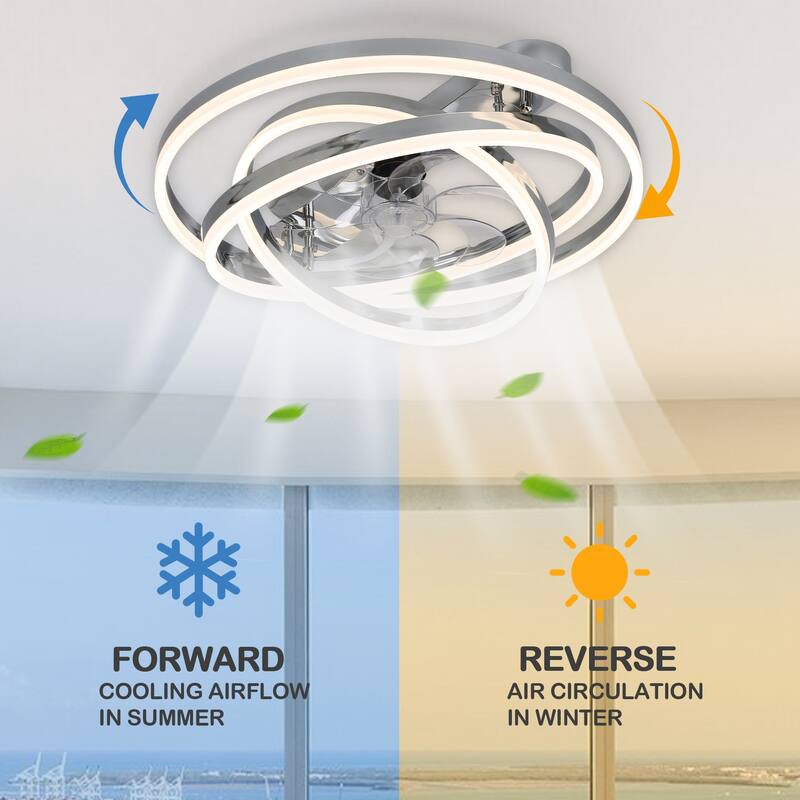 24" Oaks Aura DIY Shade Modern Black Low Profile Ceiling Fan with Light, Smart App Control Flush Mount Ceiling Fan with Remote