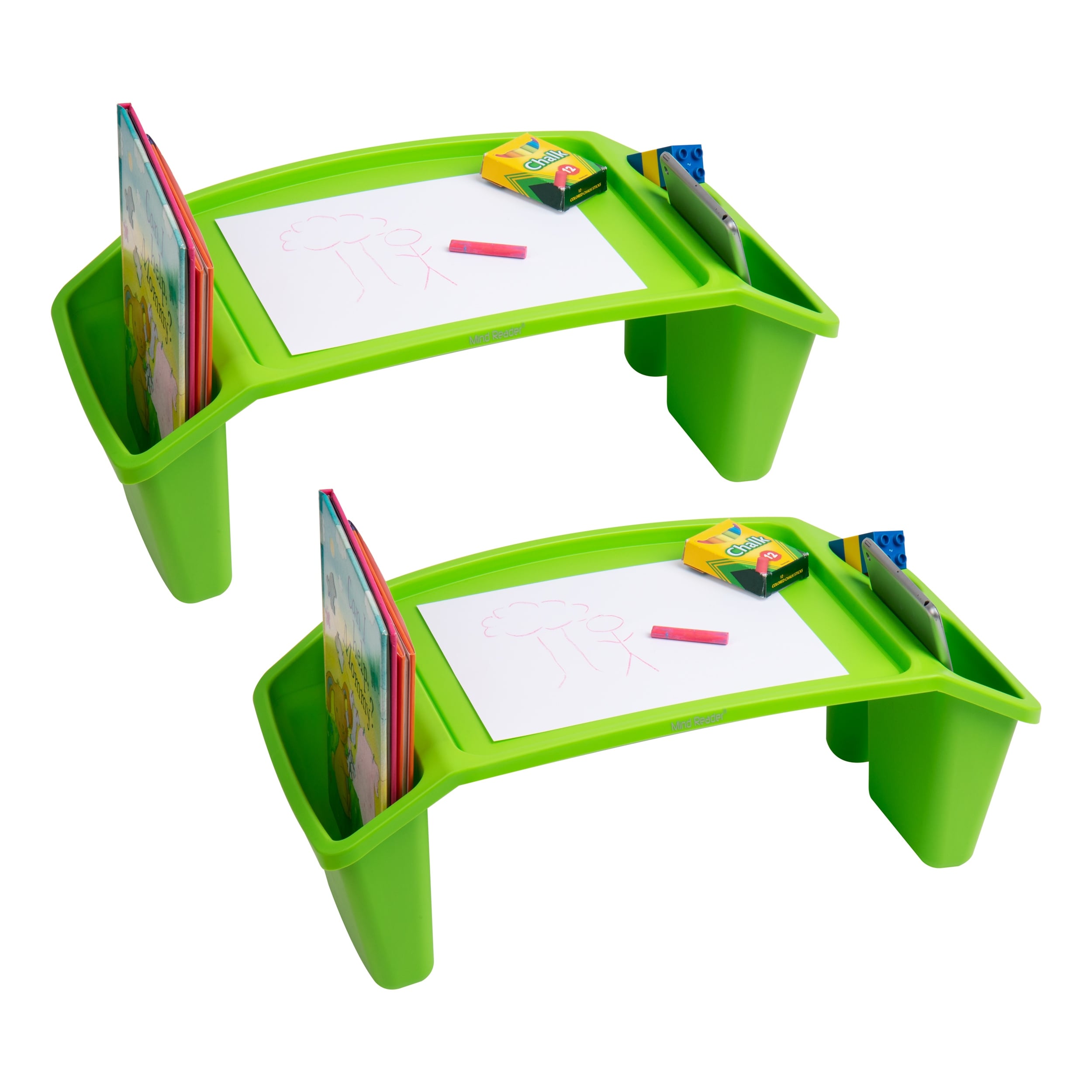 Mind Reader Sprout Collection, Portable Desk, Side Storage Pockets with 3 Compartments, Set of 2
