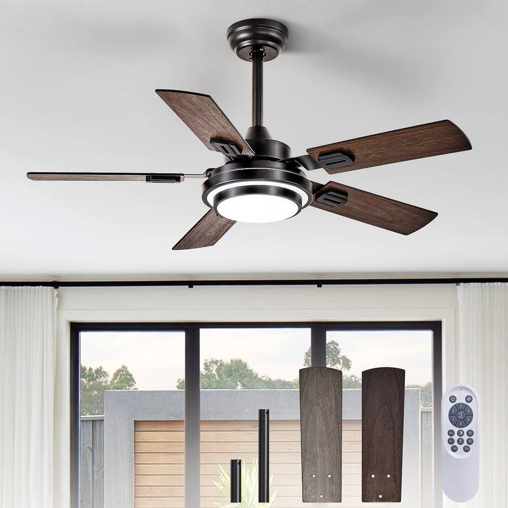 42-52Inch Ceiling Fan with Light: with 5 Blades Dual Finish Reversible - with Remote Control for Living Room Outdoor Patios