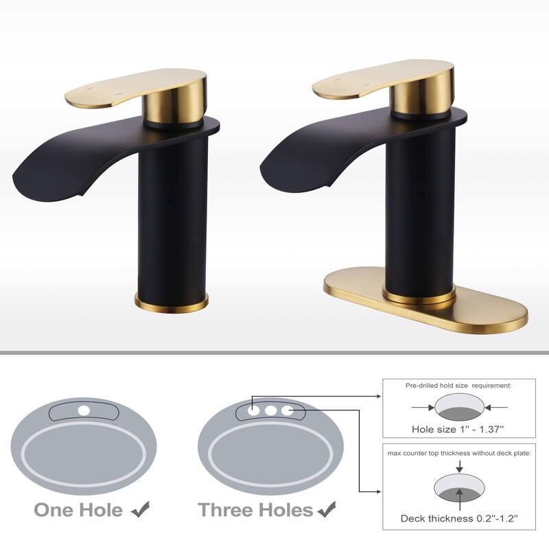 WOWOW Water Fall Bathroom Faucet with Deckplate Included