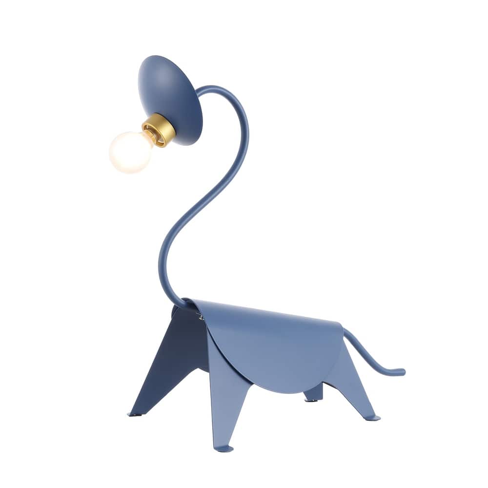 JONATHAN Y Alexia 16" Modern Industrial Iron Brachiosaurus LED Kids' Lamp, Blue