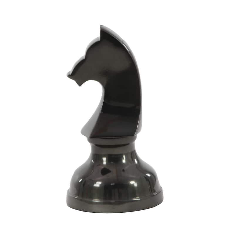 Aluminum Metal Chess Sculpture with Knight, Queen and King - Set of 3 Silver, Gold, Dark Gray - CosmoLiving by Cosmopolitan