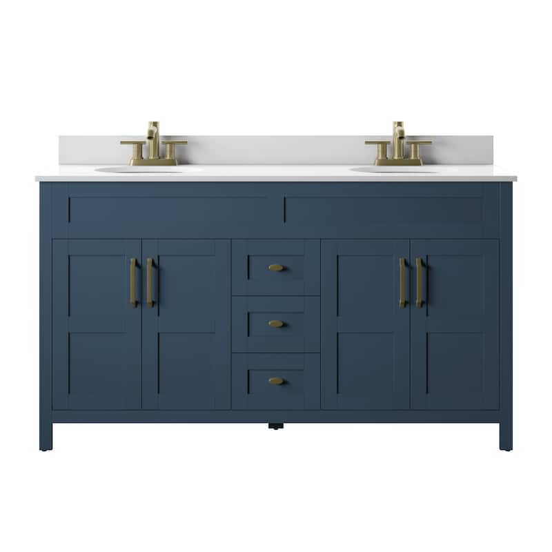 60" Double Bathroom Vanity - Franklin Blue