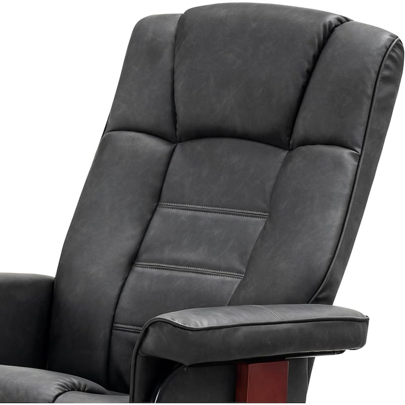 MCombo Swivel Recliner Chair with Wood Base and Ottoman