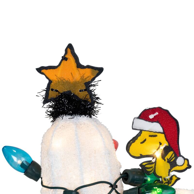 Lighted Snoopy on Dog House Outdoor Christmas Decoration - 18" - Clear Lights - Red