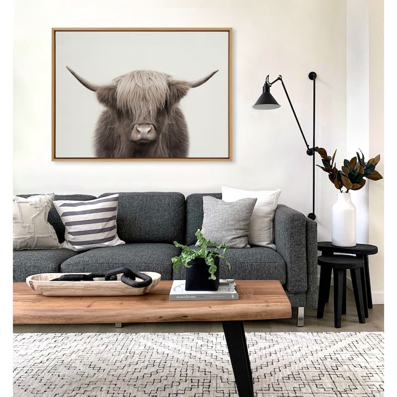 Kate and Laurel Sylvie Cow Canvas by The Creative Bunch Studio