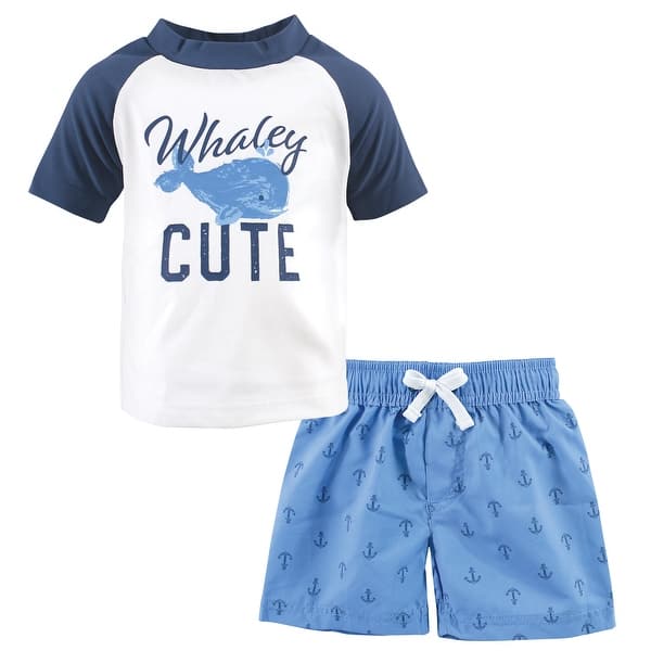 slide 1 of 1, Hudson Baby Infant Boy Swim Rashguard Set, Whaley Cute 12-18 Months - Whaley Cute