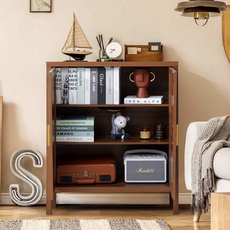 29in.W Wooden 2-Door Sideboard Buffet Cabinet With Storage