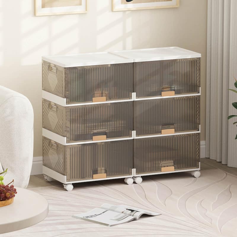 Costway 3-Cube Stackable Storage Bins with Detachable Wheels 13.5Gal - See Details