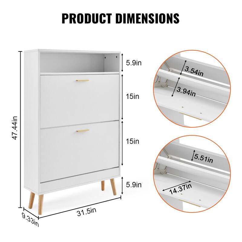 Shoe Cabinet with Flip Drawers, Shoe Storage Cabinet for Entryway, Free Standing Shoe Storage Organizer
