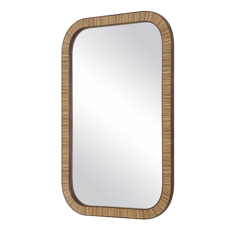 Copper Grove Natural Rattan Look Aluminum Rounded Rectangle Mirror