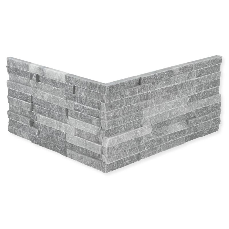 Slender Strip 3 in. x 12 in. Panel and 3 in. x 12 in. Corner Marble Wall Tile - Celestial White Corner - 2.95 in x 11.81 in.