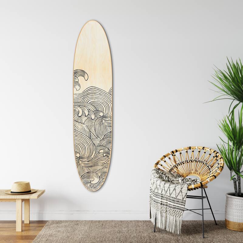 Lacquered Wood Surfboard Wall Décor (Hangs Vertical or Horizontal)