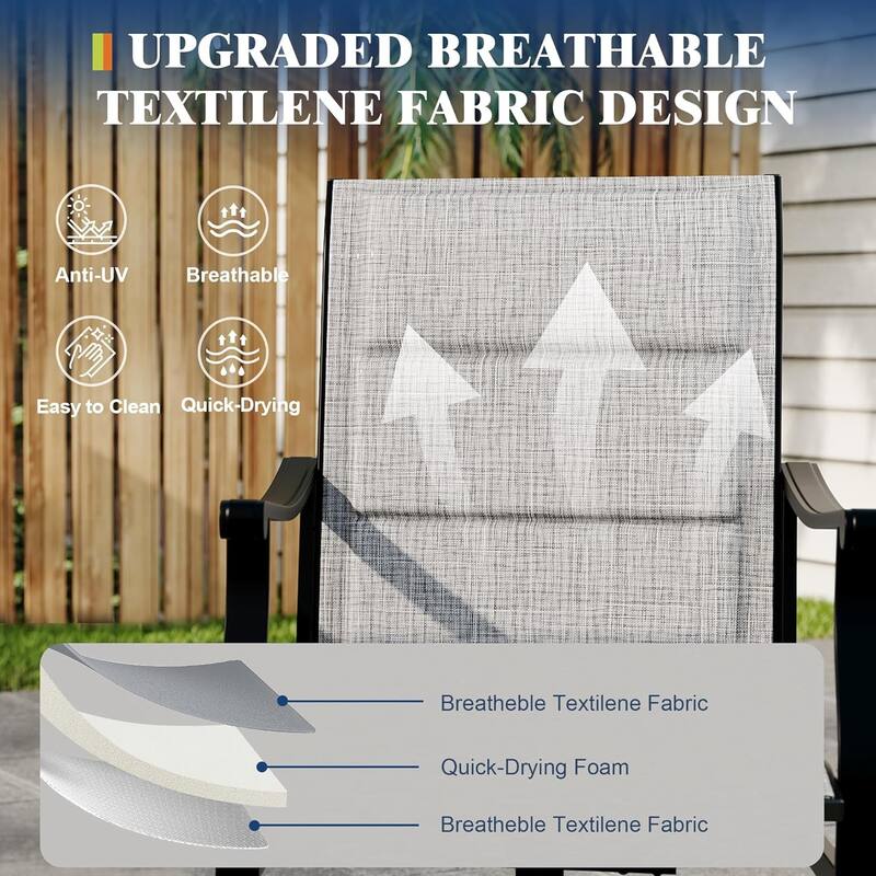 2PCS Outdoor Swivel Chairs With Textilene Breathable Back,Patio Swivel Rocker Chairs for Garden