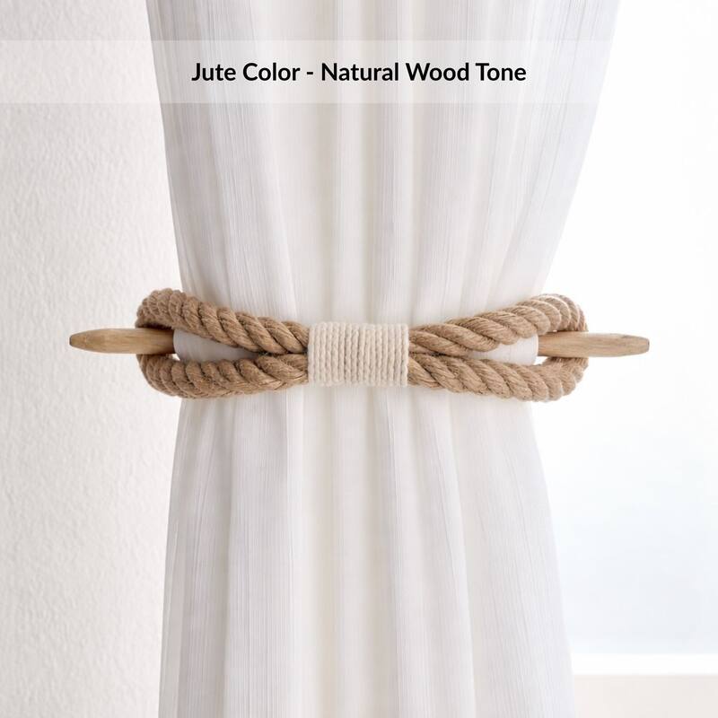 Twisted Curtain Tiebacks with Wooden Stick 9.5 in