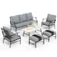 MAISON ARTS 6/7-Piece Patio Conversation Sets, Sofa Set with 2/4 x Single Chairs, 1 x 3-seater Sofa and Coffee Table/Ottomans