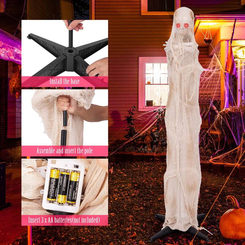 Costway 6FT Halloween Animated Standing Mummy Life Size Animatronic - See Details