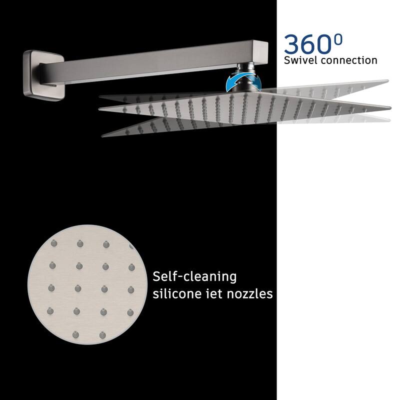 3 Function 10-inch Wall Mounted Dual Shower Heads Shower System With Tub Spout