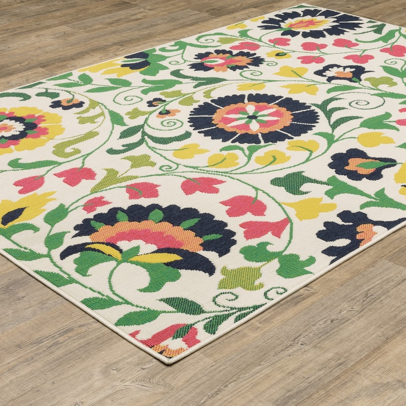 Harlowe Bold Boho Floral Ivory/ Multi Area Rug