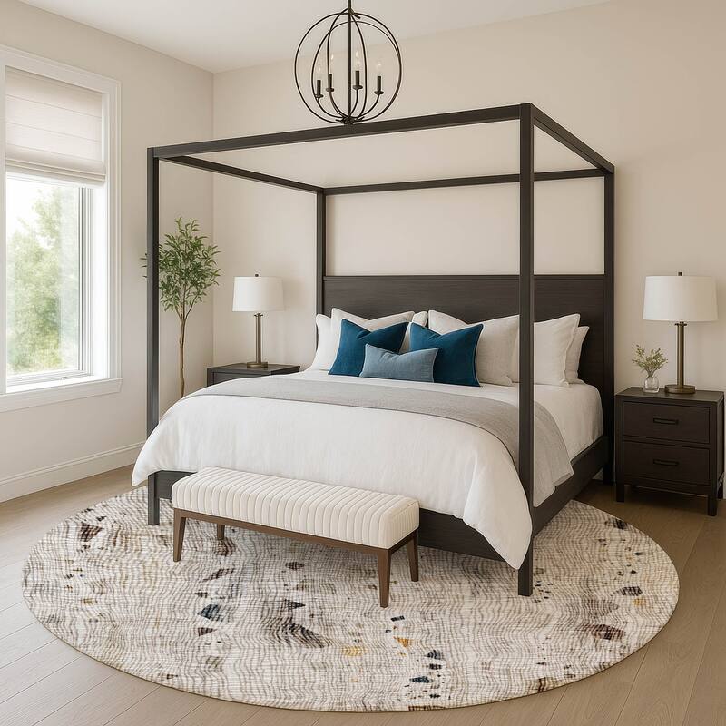 Premium Washable Super Soft Contempo Glam Mayfield Rug - Linen - 8' x 8'