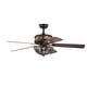 preview thumbnail 4 of 13, Milly Antique Bronze 52-Inch 5-Blade Flower Pattern Metal/Crystal Lighted Ceiling Fan