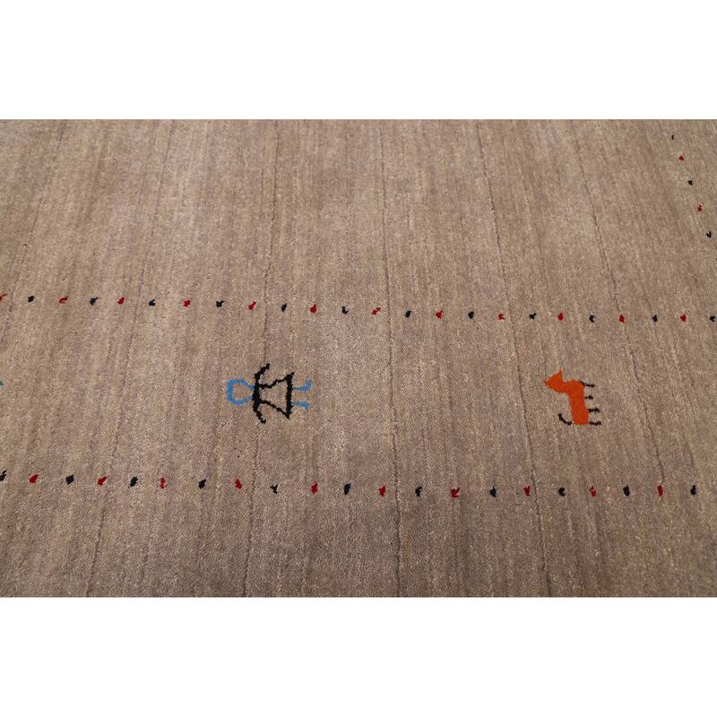 ECARPETGALLERY Hand Loomed Kashkuli Gabbeh Grey Wool Rug - 5'2 x 7'11