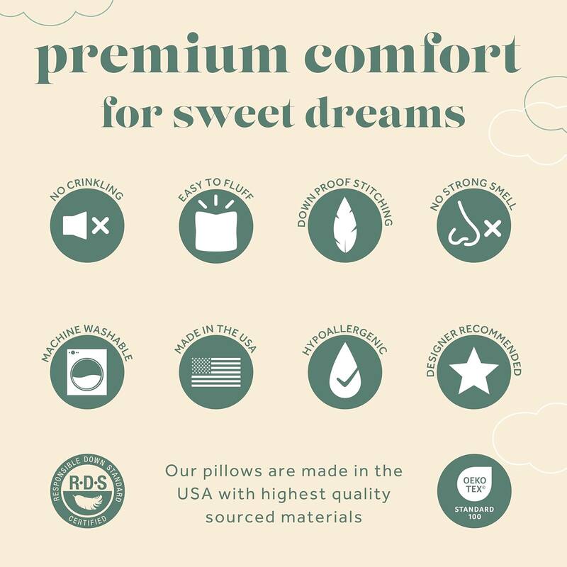 ComfyDown Toddler Pillow - Filled with 800-FP Goose Down, 300-TC Cotton Cover