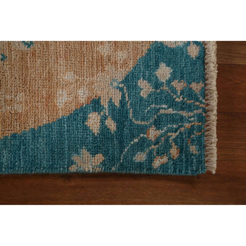 Hand Knotted Oriental 100% Wool Carpet Transitional Animal Pictorial Peach Oushak Area Rug - 2' 11'' X 1' 11''