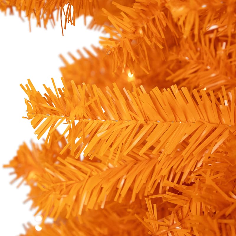 Pre-Lit Medium Pine Artificial Christmas Tree - 6' - Orange - Clear Lights - 6 Foot