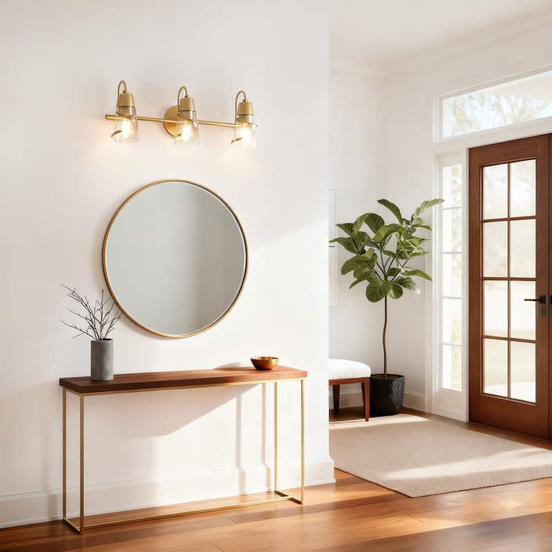 Parrot Uncle 24" Modern Gold 3-Light Seeded Glass Vanity Light Wall Sconce