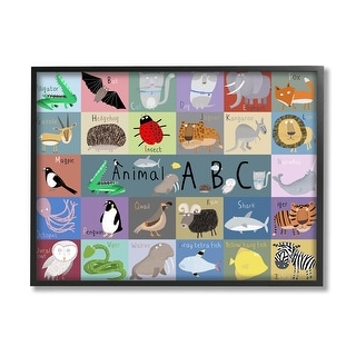 Stupell Various Animal Alphabet Learning Framed Giclee Art, Design by ...
