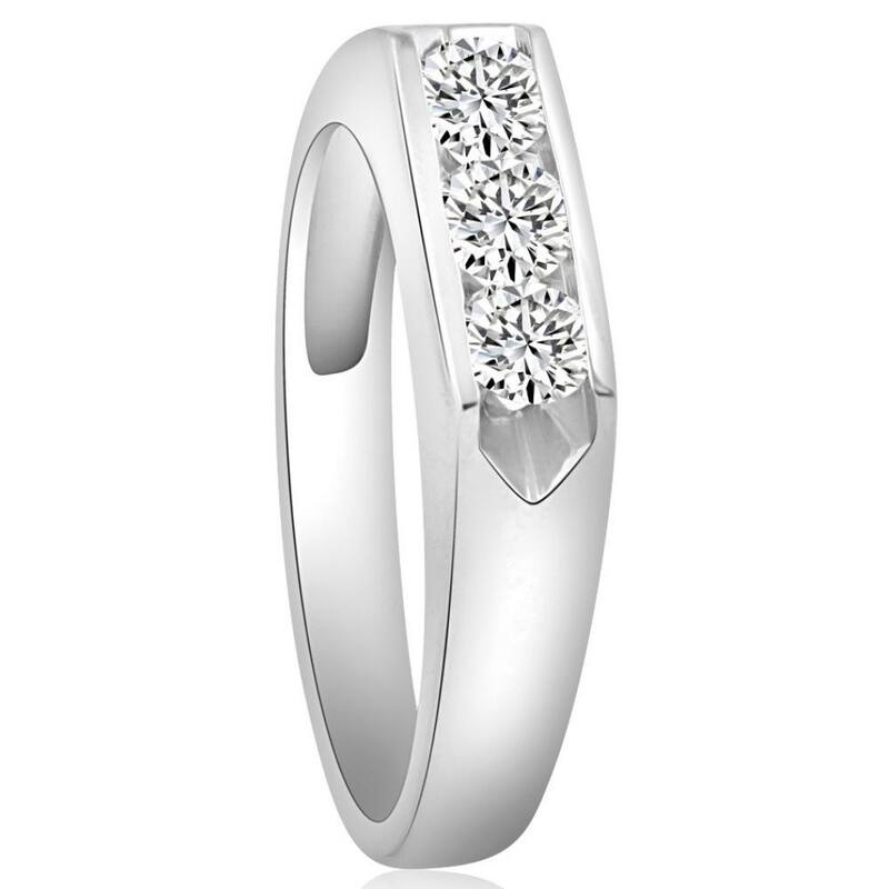 1Ct Three Stone Diamond Men's Ring Channel Set Band Lab Grown in Gold