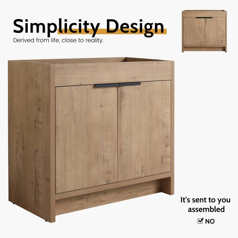 24/30/36 Inch Freestanding Bathroom Vanity Cabinet with Soft Close Door and Adjustable Shelf (Without Sink)