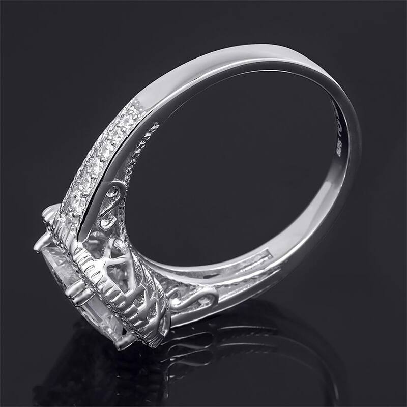 Sterling Silver Princess Cut Cubic Zirconia 2.4 Ct Halo Bridal Ring