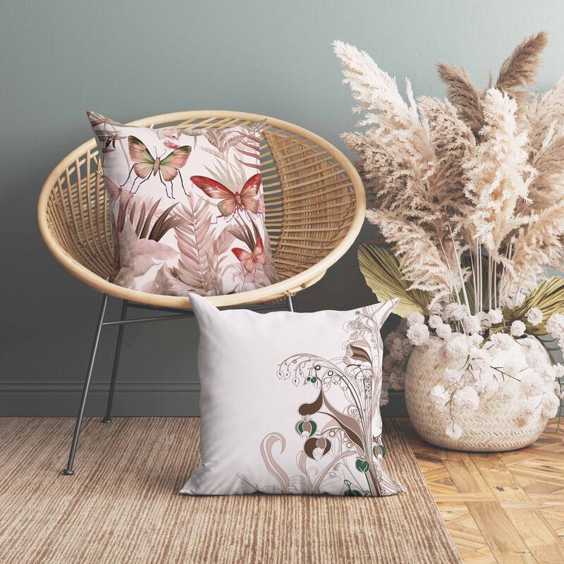 Butterfly Dreams Faux Suede Reversible Throw Pillow Red and Pink
